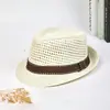 Chapéu de Palha Estilo Britânico com Tela, Chapéu de Sol de Verão Patchwork, Chapéu Jazz, Chapéu Masculino Retro Tendência, Chapéu de Palha com Proteção Solar, Versão Coreana