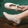 Zapatos de Tacón Alto de Estilo Chino Nuevo Zapatos a Juego para Cheongsam de Mujer Retro Estilo Antiguo de Pekín Antiguo Zapatos de Tela Bordados Estilo Han