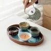 Juego de Té Seco de Burbujas, Cinco Hornos Famosos Antiguos, Una Tetera, Cuatro Tazas, Taza de Té Kung Fu de Cerámica de Alta Gama, Caja de Regalo de Lujo Accesible