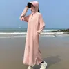 2024 Novo Super Long Ice Silk Sun Protection Roupa Menina Verão UV Blusa Proteção Solar Corpo Inteiro Casaco