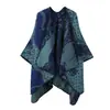 Moda Europea y Americana Otoño e Invierno Más Vendido Jacquard con Abertura Imitación Cachemir Bufanda para Mujer Versátil Engrosada Cálida Chal Capa