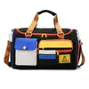 Bolsa de Fitness Impermeable con Separación Seco/Húmedo para Mujer, Bolso Deportivo de Moda con Bloques de Color, Bolsa de Almacenamiento, Bolsa de Viaje Ultraligera, Se Puede Estampar con Logo