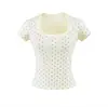 Camiseta 2026 para Mujer con Diseño de Lunares, Corte Ajustado, Top Base Favorecedor, Nuevo Estilo de Verano, Estilo Chica Picante, Cuello Redondo Básico Mangas Cortas