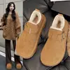 Zapatos Birkenstock de suela plana para mujer, forrados de felpa, a prueba de frío, cálidos, botas de nieve, nuevo estilo 2026, zapatos de algodón sin cordones, zapatos de pan