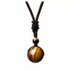 Venta Caliente Transfronteriza Amazon Colgante de Ojo de Tigre de 16MM Collar Colgante de Obsidiana Natural Amatista Venta al por Mayor
