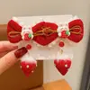 Acessórios de Cabelo Infantis Estilo Chinês Ano Novo Morango Vermelho Coelho Fofo Adereço de Cabeça de Ano Novo Fantasia de Bebê Grampo de Cabelo da Dinastia Han