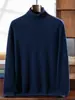 Otoño e Invierno Nuevo Tejido de Cachemira Capa Base Holgada Commute de Negocios Manga Larga Cálido Casual Cuello Alto Para Hombre