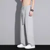 Pantalones de pierna ancha de seda helada de nuevo estilo, versátiles, modernos, moda de verano para hombre, finos, holgados, rectos, casuales, pantalones fluidos para hombre