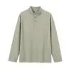 Nueva camiseta Henley de estilo chino con cuello semi-alto de 250g, playera unisex simple de manga larga, popular en transmisiones en vivo