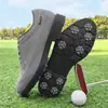 Sapatos de Golfe Antiderrapantes Profissionais, Tamanho Grande 39-49, Travas Fixas, Sapatos de Treinamento de Golfe Confortáveis para Homens, Preto e Branco