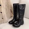Botas del mismo estilo que las de la chica hogareña 2026 Otoño Nuevo Tacón Grueso Botas de Jinete Adelgazantes Versátiles Botas de Tubo Recto