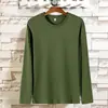Camiseta de Manga Larga Pesada 180g Color Sólido Interior Casual Personalizada Algodón Camisa Cultural Cuello Redondo Otoño Holgada Camiseta Básica