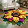 Manta de Veludo Cristal Flor de Girassol Transfronteiriça Avançada para Casa Sala de Estar Quarto Mesa de Café Tapete de Chão Resistente à Sujeira Antiderrapante Tapete Fresco