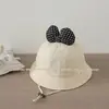Sombrero de pescador moderno y lindo con lazo para niños, dulce lazo de cuadros, elegante protección solar para exteriores para niñas