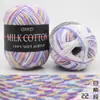 Cor 3 fios algodão leite cor tingimento segmentado gradiente bebê boneca de bebê lã tricotado à mão diy material bolsa