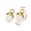 Pingente de Pedra Natural em Formato de Pinha de Aço Inoxidável para Bolsa DIY Pequenos Objetos Acessórios de Joia Ouro 18K Real