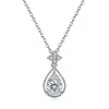 Collar Colgante de Plata S925 Moissanita de 1.25 Quilates Gota de Agua Diseño Original Cadena Clavicular de Lujo Ligero Venta Caliente Transfronteriza