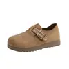Mocasines slip-on con hebilla retro, mules versátiles de cobertura total con suela gruesa, zapatos de otoño para mujer
