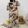 Pijamas de Primavera y Otoño para Mujer, Delgados de Cuello Redondo, Estilo Lindo, Chica de Cómics, Pequeño, Delgado, Conjunto de Ropa de Casa de Otoño e Invierno