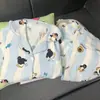 Pijama de Gaze de Algodão Puro com Desenho de Dachshund e Nuvem para Mulheres 2026 Novo Outono/Primavera Mangas Longas Cardigan Roupa de Casa Verão