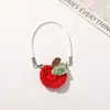 Bolsa Cruzada Pequeña de Ganchillo de Hilo con Parche de Manzana Accesorios de Decoración para Muñecas Hechos a Mano DIY