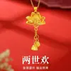 Concha de Agua Oro 999 Oro Puro Loto Dos Generaciones de Corazones Colgante de Oro Puro Oro Duro 3D Colgante de Oro Puro Femenino Joyería al por Mayor