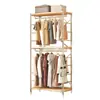 Cabideiro de madeira, cabideiro de chão para quarto, combinação de closet, guarda-roupa aberto montado