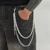 Estilo Europeo y Americano Personalidad Cadena Cruzada Cadena para Pantalones Gama Alta Hip-Hop Nicho Perla Envolvente Cadena Colgante Transfronteriza Cadena para Cintura de Hombre