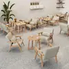 Estilo Rústico Cuero con Cera de Aceite Combinación de Mesa y Silla para Cafetería Tienda de Té Casa de Té Bar de Libros Recepción de Bed & Breakfast Sofá tipo Booth para Negociación