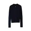 [Histórias Antigas de Nancheng] Cardigan de Lã 100% Gola Alta Tricô com Fio Ombro Direito Textura de Ponto Suéter com Zíper Emagrecedor
