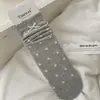 Calcetines para Mujer para Primavera y Verano, Estilo Coreano, Patrón de Estrellas Pequeñas, Moño Gris y Blanco, Calcetines Finos de Media Pantorrilla, Estilo Fresco Dongdaemun, Calcetines Holgados