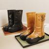 Botas de Mujer Botas Largas Adelgazantes 2024 Otoño e Invierno Nuevas Botas de Mujer Versión Alta Piel de Vaca Capa Superior Suela Gruesa Botas Altas Explosivas