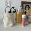 Bolsa de lona estilo japonês tipo balde, bolsa para marmita de grande capacidade, bolsa pequena de tecido portátil para passeios, necessaire com logotipo personalizado
