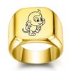 Anillo de titanio y acero inoxidable con dibujos animados simples de los 12 signos del zodíaco, anillo liso de acero inoxidable para hombre, dorado, para mujer, fabricantes, venta al por mayor