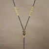 Cordão de Pingente de Alta Qualidade Tecido à Mão, Fivela de Segurança Dourada, Pingente de Jade, Cordão de Colar Amuleto Buda de Cera de Abelha para Homens e Mulheres