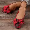 Novos Sapatos Femininos de Tecido Plano, Estilo Retrô Transfronteiriço, Tamanho Grande, Bico Raso, Laço, Sapatos Casuais Preguiçosos para Trabalho, Ebay