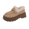 Botas de Nieve para Mujer 2026 Nuevo Estilo de Invierno, Mocasines Forrados de Felpa y Engrosados, Sin Cordones, Suela Gruesa, Antideslizantes, Cálidos, Zapatos de Algodón Peludos