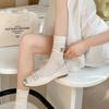 Calcetines de Verano Finos Calados Bordados con Lazo para Mujer Estilo Miu Ins Estilo Universitario Estilo Ballet Calcetines Holgados