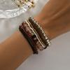 Pulsera de Conjunto Étnico Bohemio Vintage de Siete Piezas con Cuentas de Arroz para Mujer