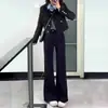 Jeans Acampanados Negros para Mujer 2025 Otoño e Invierno Nuevo Estilo Pequeños de Cintura Alta Pantalones de Pierna Ancha Acampanados sin Ajuste en la Pierna