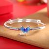 Pulsera de plata con diseño de mariposa de bambú 9999 con esmalte de color plata y pie de personaje, estilo nacional chino, exquisita y moderna.