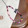 Pulsera de nicho hecha a mano estilo milenio Y2K, linda y atractiva chica para teléfono móvil, cadena con cámara CCD y cordón con cuentas.
