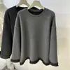 Design Coreano Bainha Doce Retalhos Renda Solta Veludo Escovado Quente Camisa Base Feminina Outono e Inverno