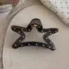 Pinza de garra transparente negra con lunares y estrellas para mujer, estilo coreano, para recogidos en la nuca, adecuada para cabello grueso, pinza de tiburón, pasador de acrílico, accesorio para el cabello