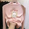 Top térmico de cuello medio forrado de forro polar para niñas, otoño e invierno, capa interior cálida, forrado de forro polar, camiseta de manga larga para niños mayores, moderno