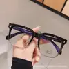 Óculos Anti-Radiação Luz Azul Miopia Feminino Tendência Armação Super Grande Redes Sociais Preto Armação Grossa Lentes Planas Simples Proteção Ocular