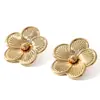 Venta Caliente Transfronteriza Exagerado Conjunto de Collar Pendientes Pulsera Flor de Cinco Pétalos Joyería de Metal Trébol de Cuatro Hojas Transfronterizo para Mujer Europeo Americano