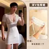 Lóbulo Lencería Sexy Ajustada Bodycon Falda Sexy Uniforme de Secretaria Atrevido Encaje Transparente Puro Deseo Erótico Ropa de Hombre