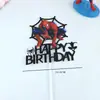Decoração de bolo de desenho animado de casa camada dupla decoração de panificação casa cartão de inserção de aranha cena de mesa de sobremesa papel de festa