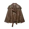 Ropa de Moda Europea y Americana Transfronteriza, Moda Casual Popular de Aliexpress Gabardina Corta de Cuero Sintético